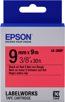 Epson Label Cartridge Pastel LK-3RBP Black/Red 9mm (9m)