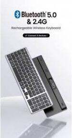 Model: UG-15258 (KU005) Connectivity: Bluetooth 5.0 and 2.4G wireless Multi-Device: Up to 4 devices simultaneously Battery: Built-in 400 mAh rechargeable lithium battery Charging Port: USB-C Battery Life: Up to 3 months on a single charge Transmission Range: Up to 10 meters Key Layout: 99 keys Key Switches: Scissor-switch Dimensions: Approximately 365 x 123 x 7.1 mm Material: Aluminum alloy and PVC Features: Auto-sleep mode, 6-degree tilt angle, non-slip pads