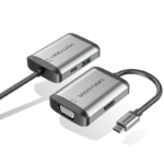 Vention Type-C to HDMI/VGA/USB3.0/PD Converter 0.15M Gray Metal Type