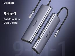 Ugreen UG- 15375 9-in-1 USB-C Multifunction Adapter USB-C to USB3.0 ( 2 Port ) + USB-C ( 2 port ) + 4K HDMI + RJ45 Ethernet + SD & TF + PD port