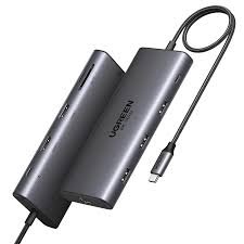 Ugreen UG- 15534 10-in-1 USB-C Multifunction Adapter USB-C to USB3.0 ( 1 port) + USB2.0 ( 2 port) +USB-C 3.0 ( 1 port) + 4K HDMI ( 2 Port) + RJ45 Gigabit + SD & TF +PD port