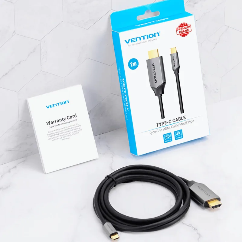 Vention Type-C to HDMI Cable 2M Black Metal Type
