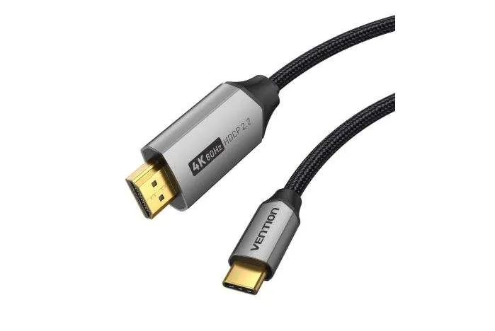 "Vention Cotton Braided USB-C to HDMI-A 4K HD Cable 1.8M Gray Aluminum Alloy Type "