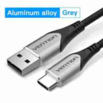 Vention Cotton Braided USB 2.0 A Male to C Male 3A Cable 1M Gray Aluminum Alloy Type