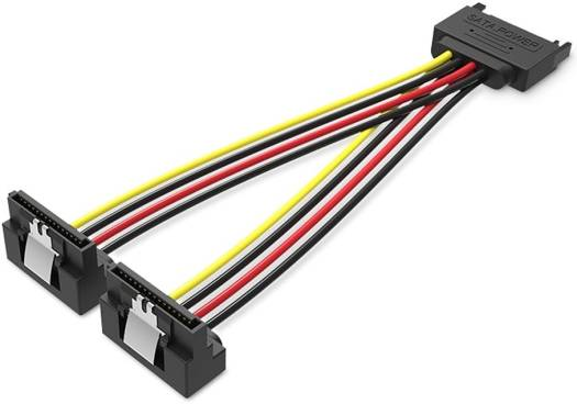 Vention SATA 15P Male to 90° 2*15P Female Power Splitter Cable 0.15M Black