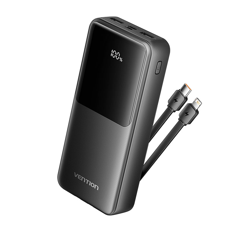 Vention 20000mAh Power Bank (Micro-USB + USB-C + USB-A + USB-A) 22.5W Black LED Display Type