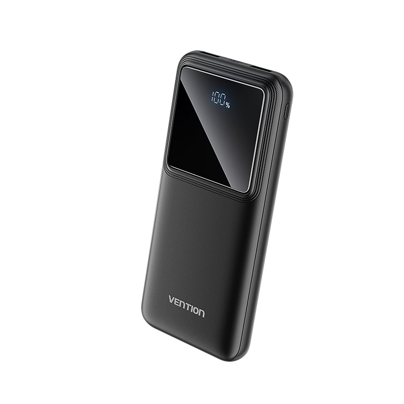 Vention 10000mAh Power Bank (Micro-USB + USB-C + USB-A + USB-A) 22.5W Black LED Display Type