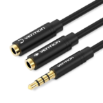 Vention 2*3.5mm Male to 4 Pole 3.5mm Female Audio Cable 0.3M Black ABS Type