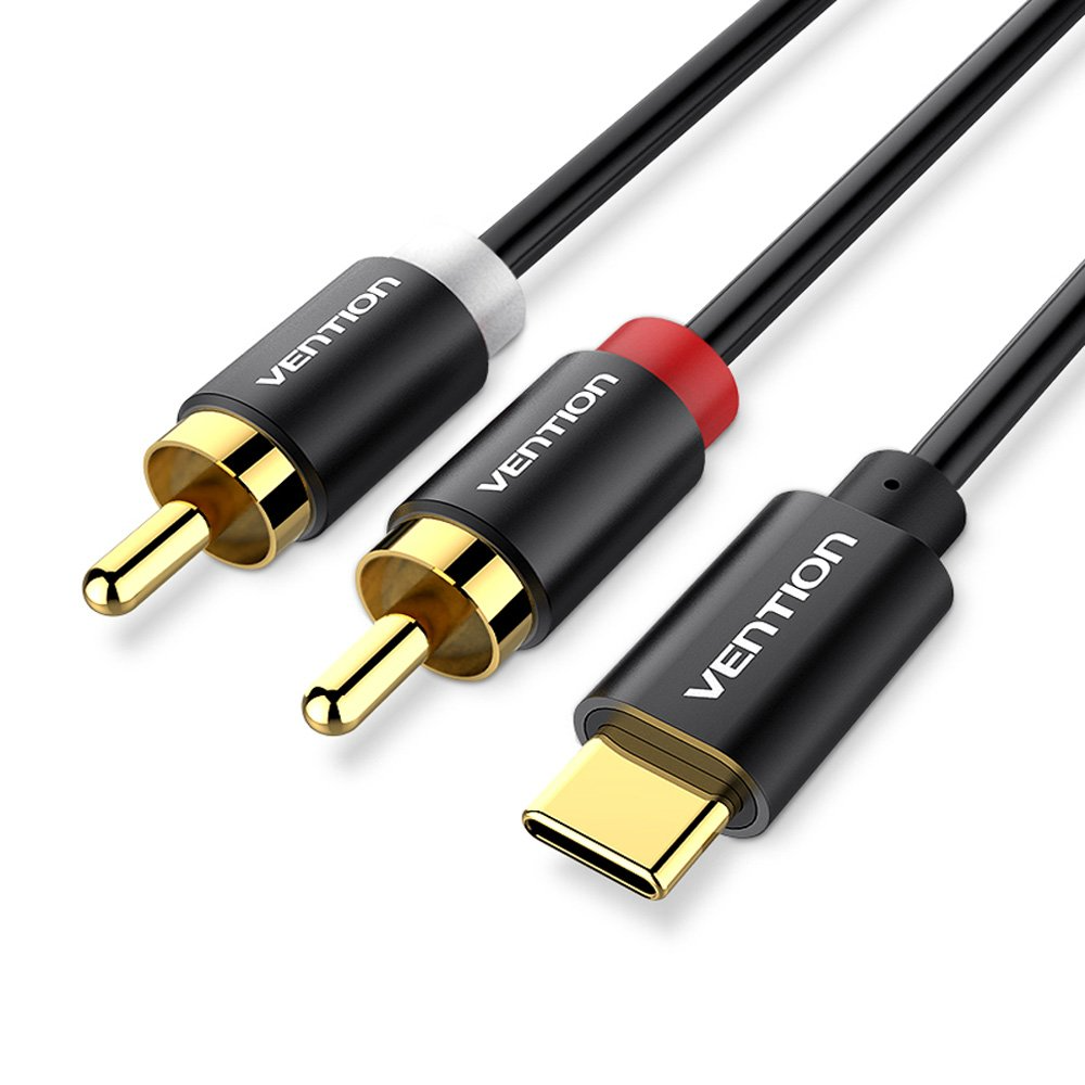 Vention Type-C to 2RCA Male Audio Cable 1.5M Black Metal Type